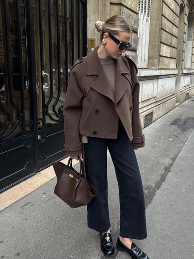 Alix Cropped Belted Wool Coat