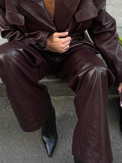 Amanda Peaked Lapel Jacket Leather Set
