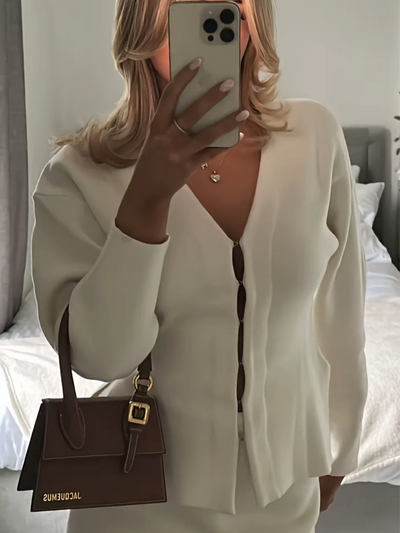 Loren Ribbed Knitted Set - Ivory
