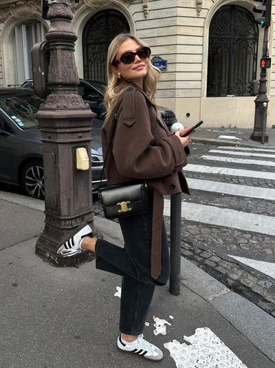 Alix Cropped Belted Wool Coat