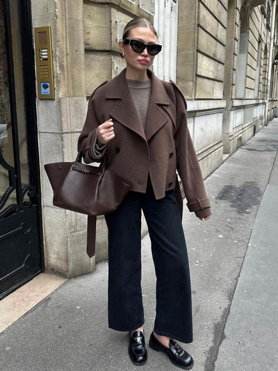 Alix Cropped Belted Wool Coat