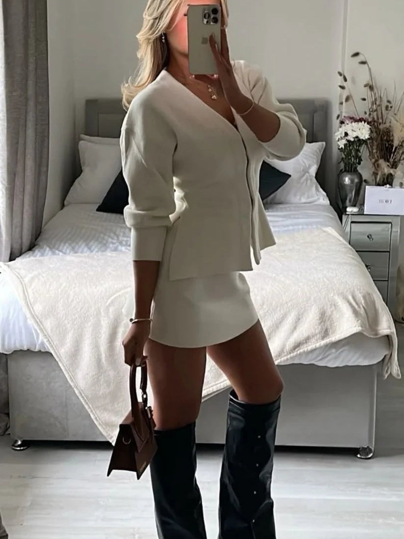 Loren Ribbed Knitted Set - Ivory