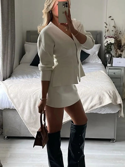 Loren Ribbed Knitted Set - Ivory