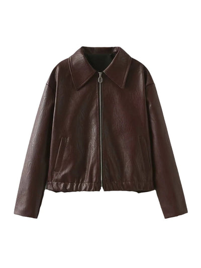 Cara Lapel Leather Biker Jacket